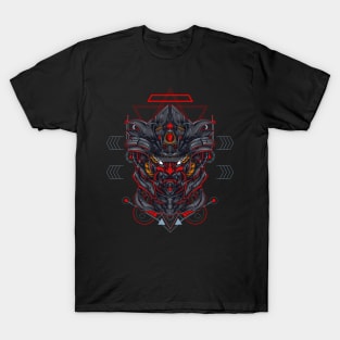 Samurai head - Sacred Geometry T-Shirt